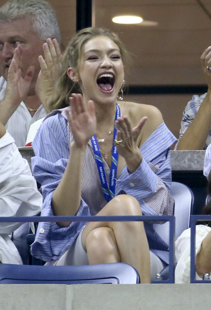 Gigi and Bella Hadid at US Open in Button-Downs 2018