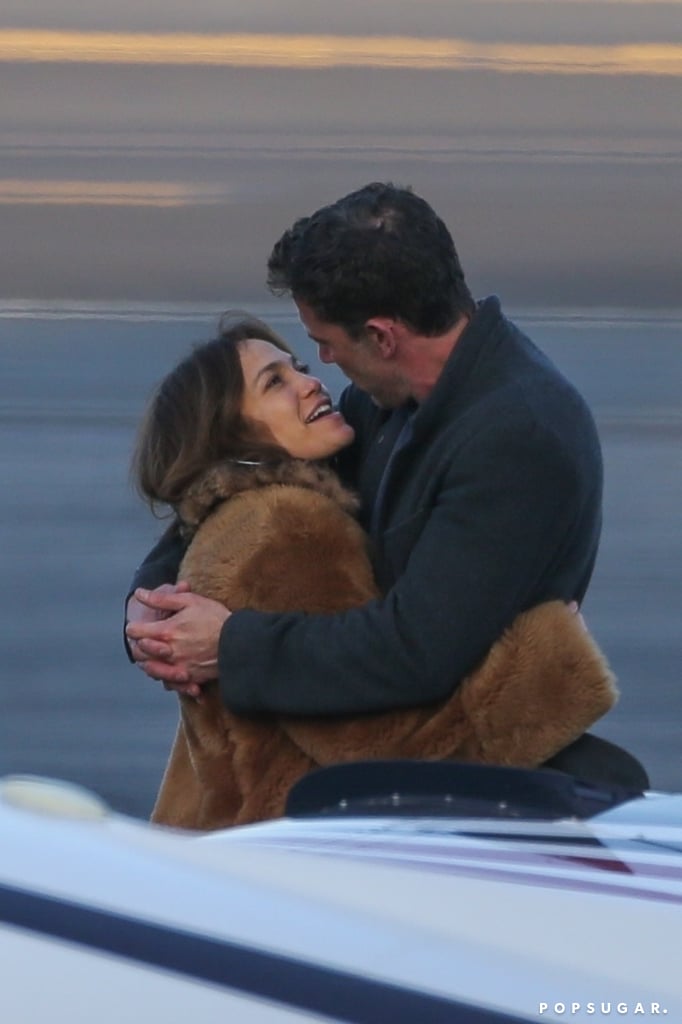 Ben Affleck and Jennifer Lopez are still going strong, as exhibited by their various public displays of affection over the past few months. First there was dinner-date PDA, then there was the yacht PDA, and now, some preflight PDA . . . among several other instances in between. On Nov. 7, Jennifer and Ben cuddled and kissed on a tarmac in Los Angeles before the actress and singer boarded a flight to Vancouver.
The couple made silly faces and giggled as they shared an intimate moment until parting ways. According to People, it's been "difficult" for the duo to spend time apart. "Jennifer and Ben spent the weekend together in LA," a source told the publication. "They still have intense work schedules, but are finding time for each other whenever they can." Since the two rekindled their romance in May, Ben and Jennifer have been practically inseparable — jetting off on romantic getaways, hanging out with their families, and showing off their love on the red carpet. Ahead, see more photos from their steamy tarmac hang. 

    Related:

            
            
                                    
                            

            J Lo Talks Rekindled Ben Affleck Romance: "20 Years Later, It Does Have a Happy Ending"
