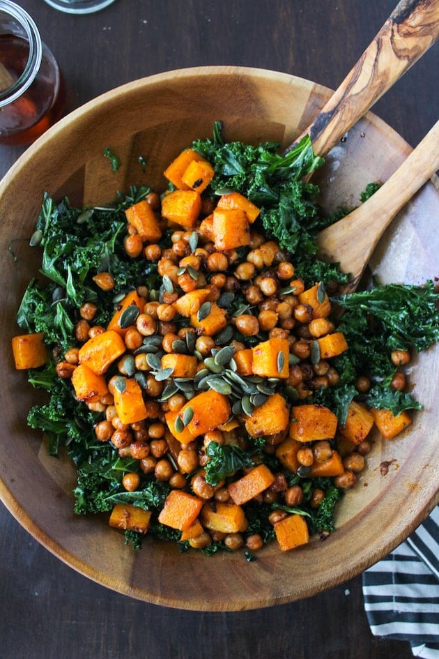 Spicy Kale and Chipotle Chickpea and Roasted Butternut Squash Salad