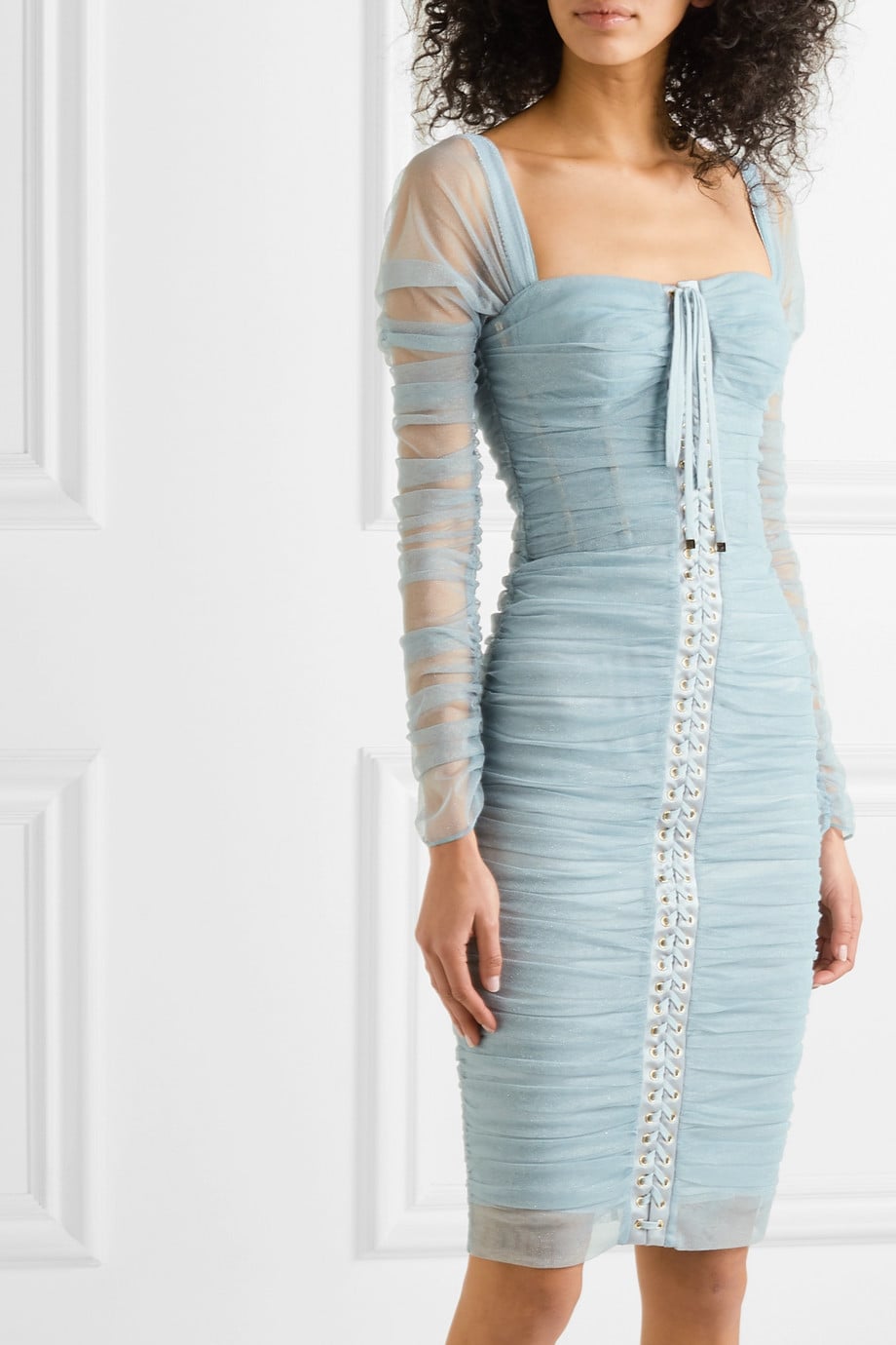 Dolce & Gabbana Ruched Metallic Dress | Swift's Baby Blue Minidress Make Your Eyes "Turn Into Hearts" | POPSUGAR Fashion Photo 12