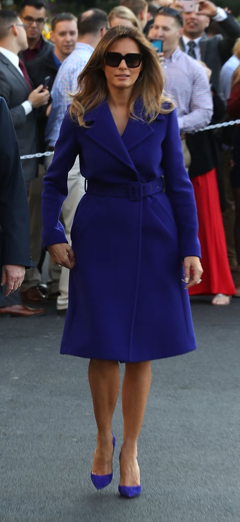 Melania Trump Purple Coat and Heels 2017 | POPSUGAR Fashion Photo 8