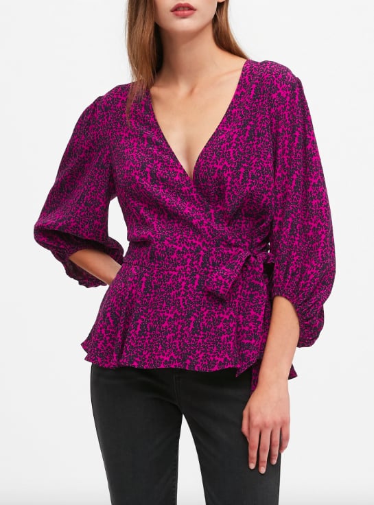 Print Peplum Wrap Top