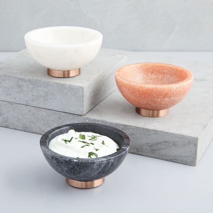 West Elm Hand Carved Marble &amp; Copper Dip Bowl