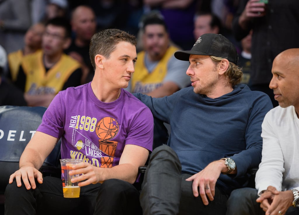 Miles Teller and Dax Shepard at Lakers Game April 2016