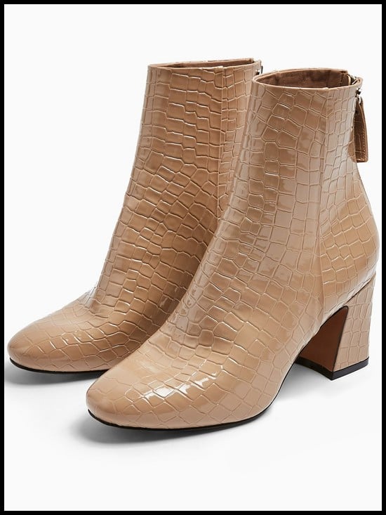 Topshop Belize Patent Zip-Back Ankle Boots