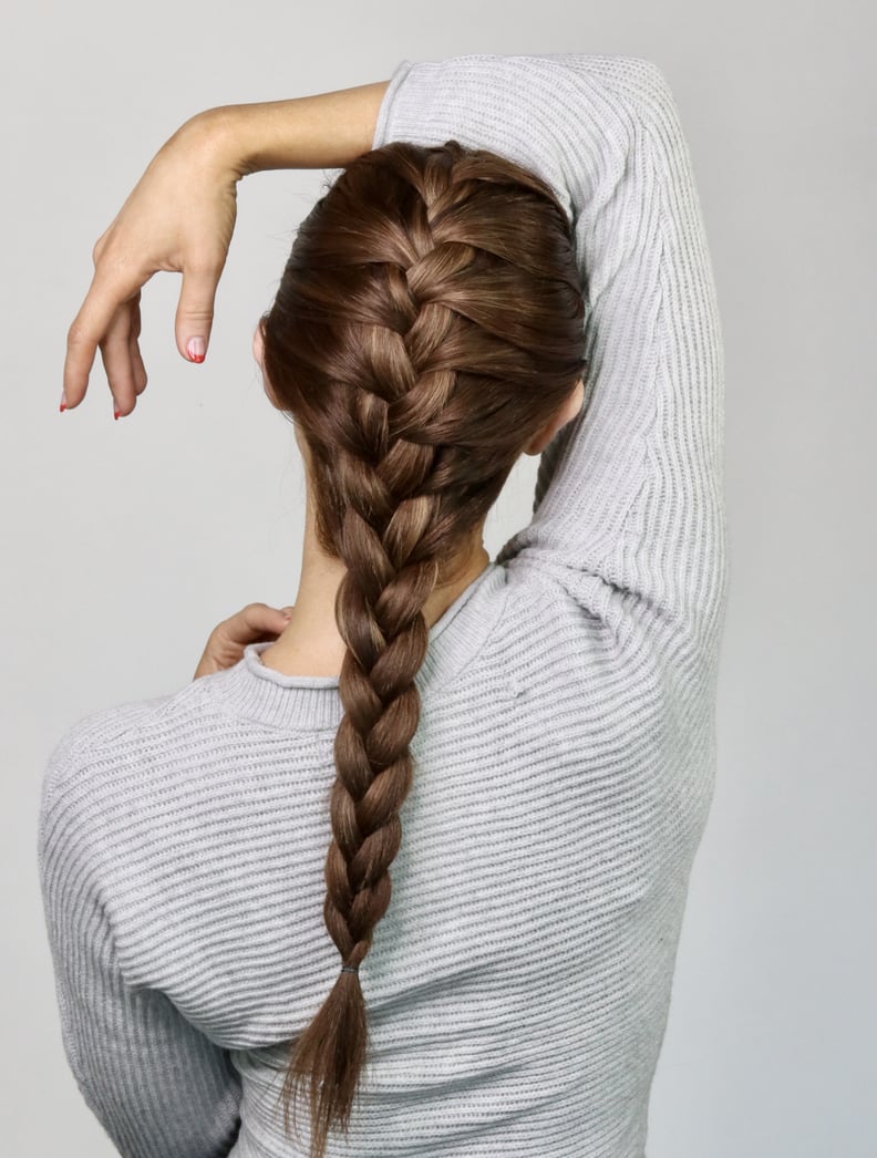 Braided ponytail with small rows • Her hair is completely black