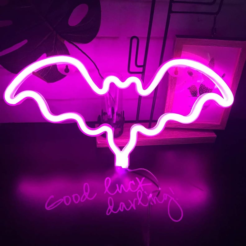 Fiee Pink Bat-Shaped Neon Sign