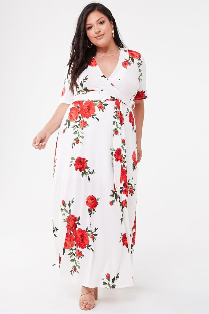 Plus-Size Floral Belted Maxi