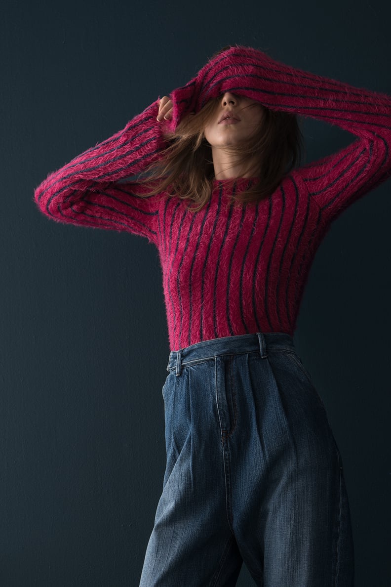 Sarah Swann Pink Stripe Fluffy Sweater