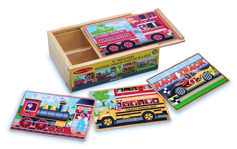 Melissa & Doug Vehicles 4-in-1 Wooden Jigsaw Puzzles