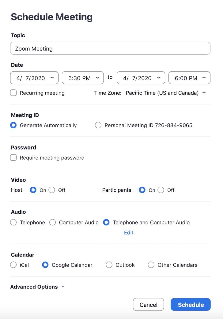 How to Schedule a Meeting on Zoom Zoom Tips and Tricks POPSUGAR