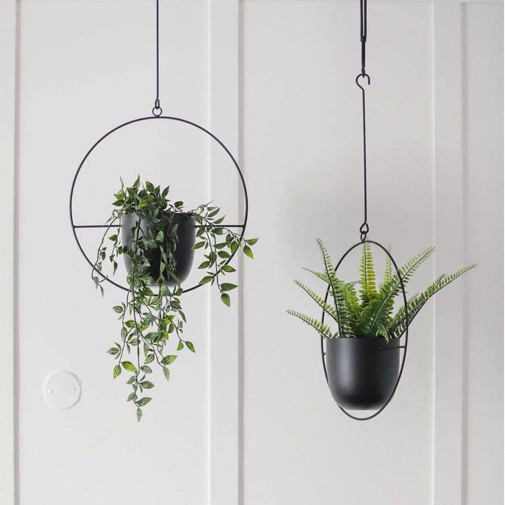 Abetree Modern Geometric Black Hanging Planters, Set of 2