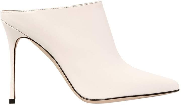 Sergio Rossi 105mm Brushed Leather Mules