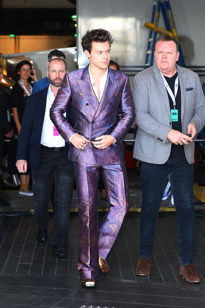 Harry Styles Wearing a Purple Alexander McQueen Suit in 2017