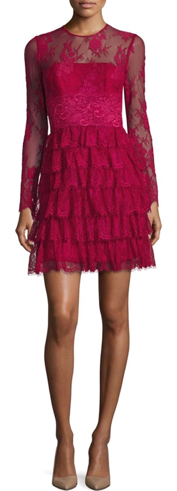 ML Monique Lhuillier Floral Lace Dress