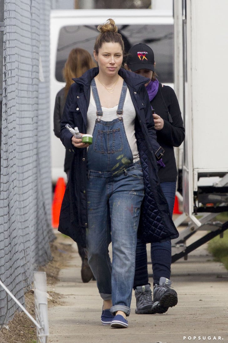 Jessica Biel Pregnant in Overalls POPSUGAR Celebrity Photo 2
