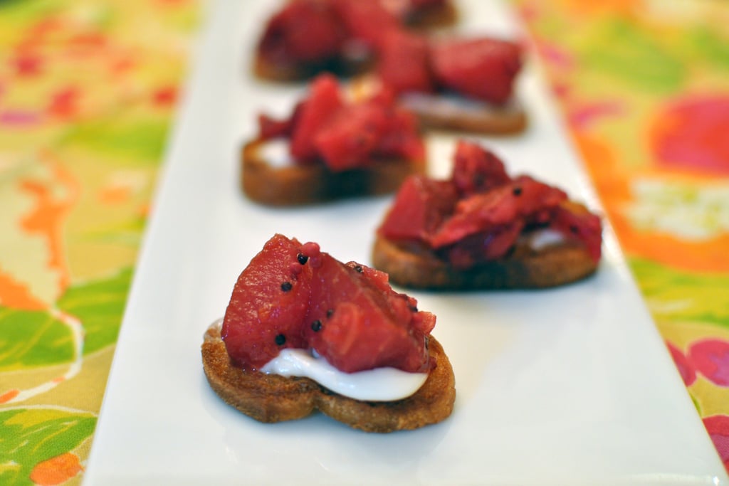 Crostini With Orange, Pear, and Cranberry Mostarda