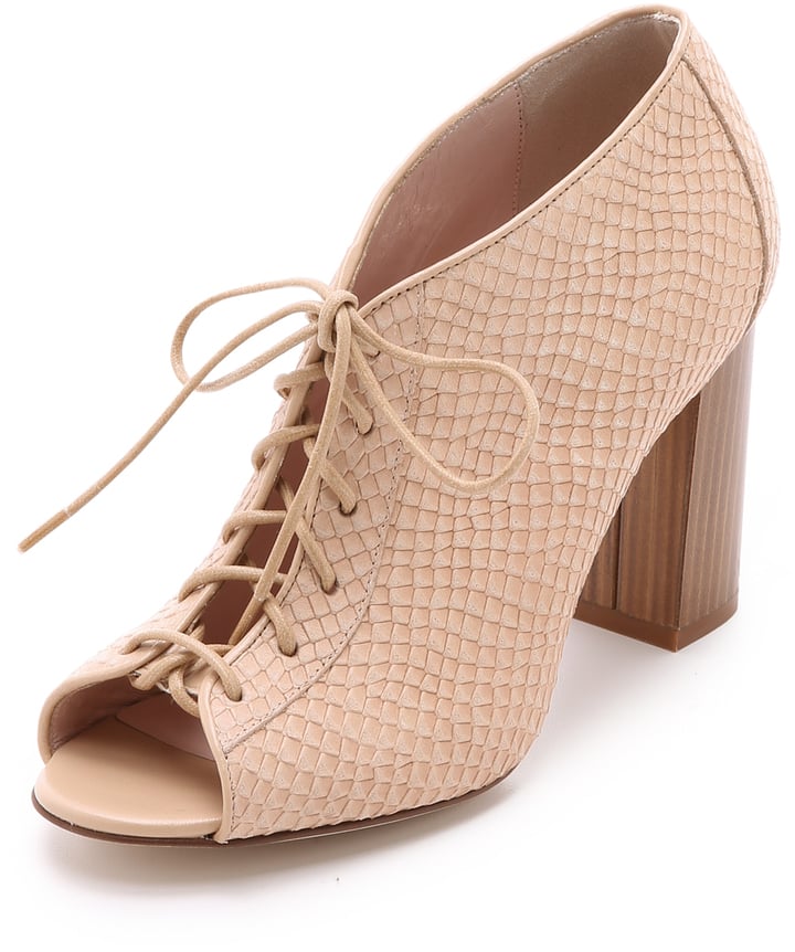 lace up open toe booties