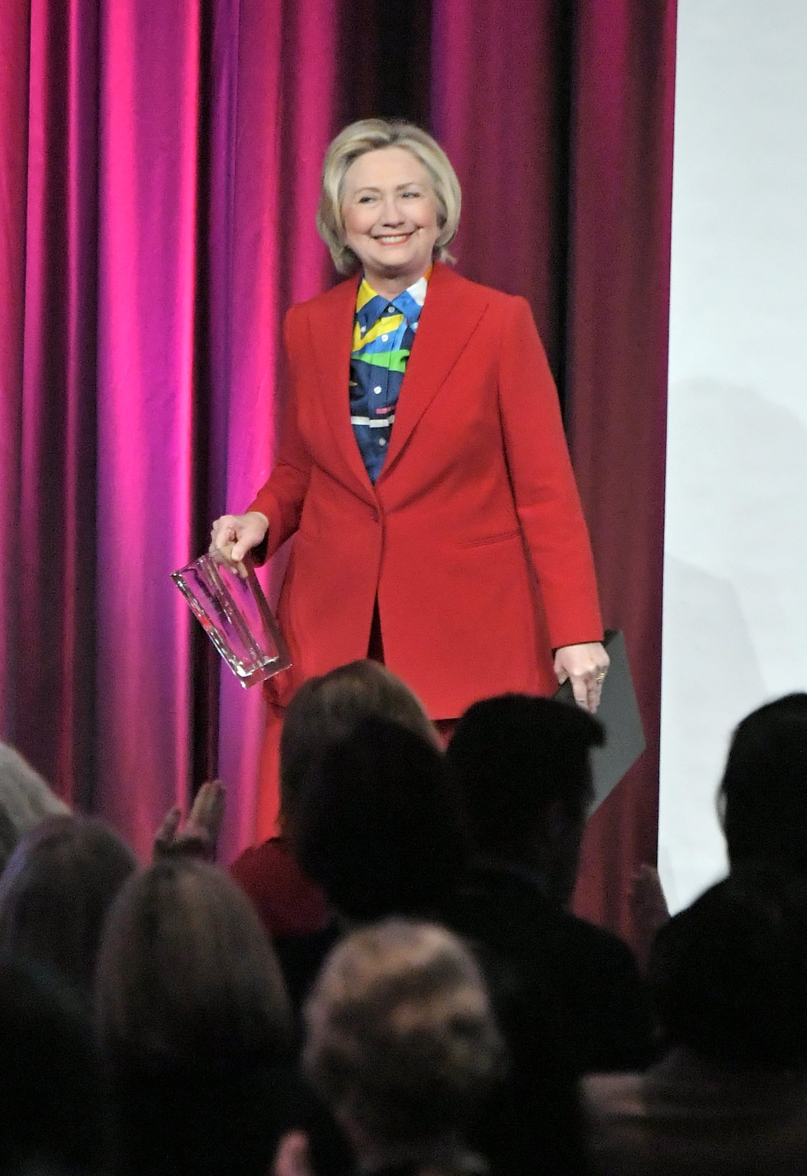 Hillary Clinton Red Pantsuit at Girls Inc. Luncheon 2017 | PS Fashion
