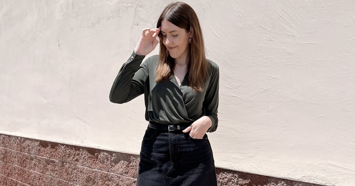 Outdated Navy Jean Midi Skirt Editor Overview