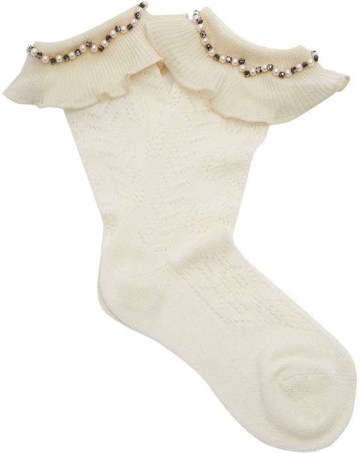 Gucci Ruffle-Trimmed Pointelle-Knit Socks