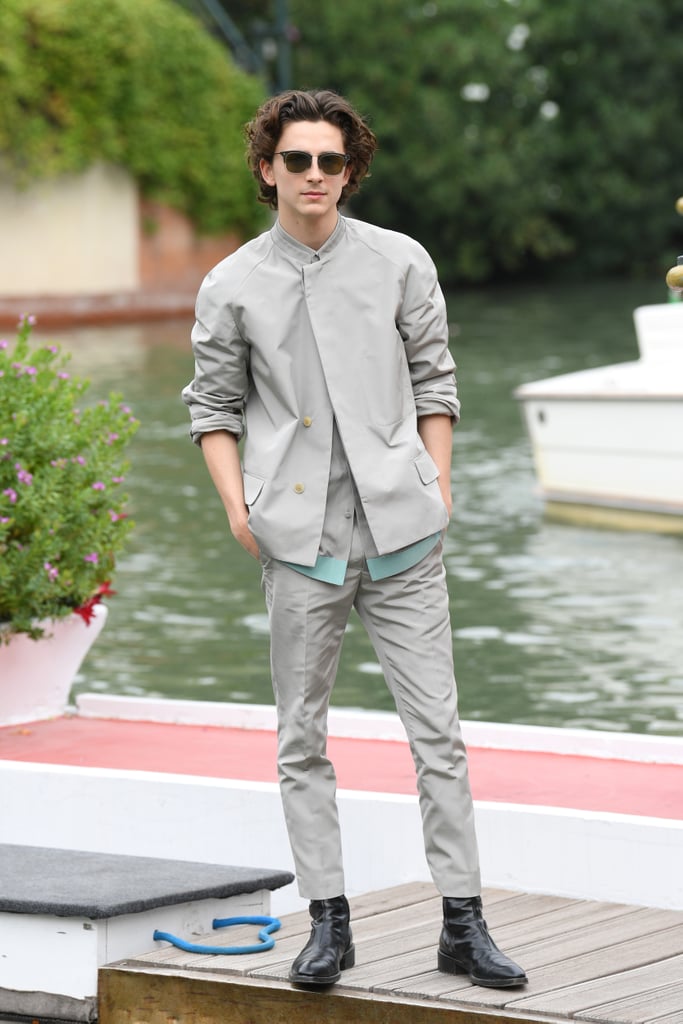 In another look by Haider Ackermann, Timothée wore this futuristic outfit to a photocall during the 2019 Venice Film Festival.