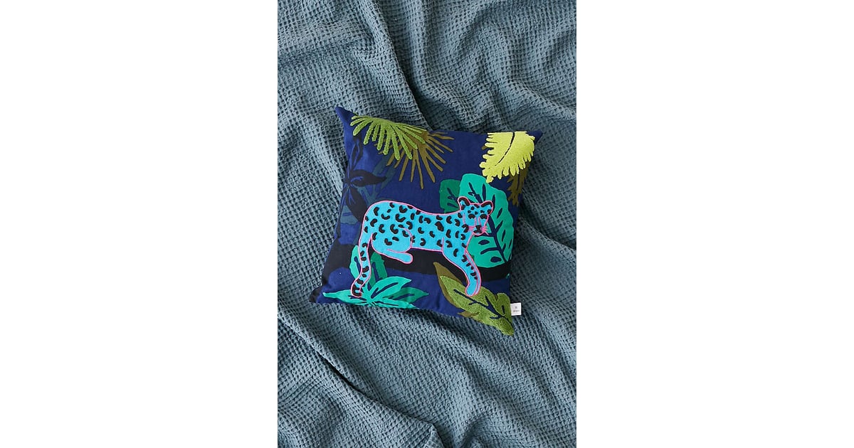 Urban Outfitters Neon Cat Throw Pillow 17 Palm Leaf Statement