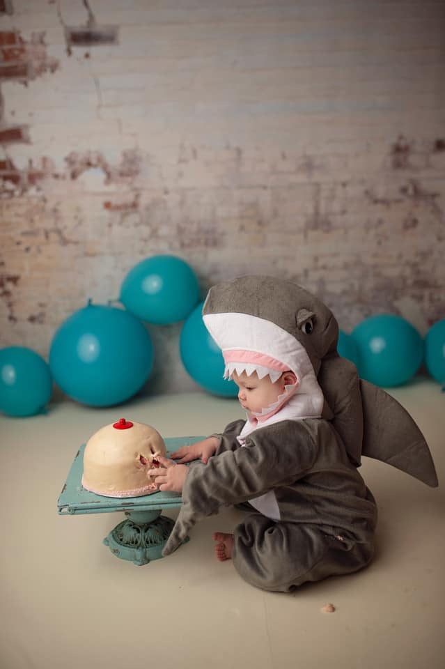 Baby Shark Eating Boob Cake as Breastfeeding a Biter Tribute