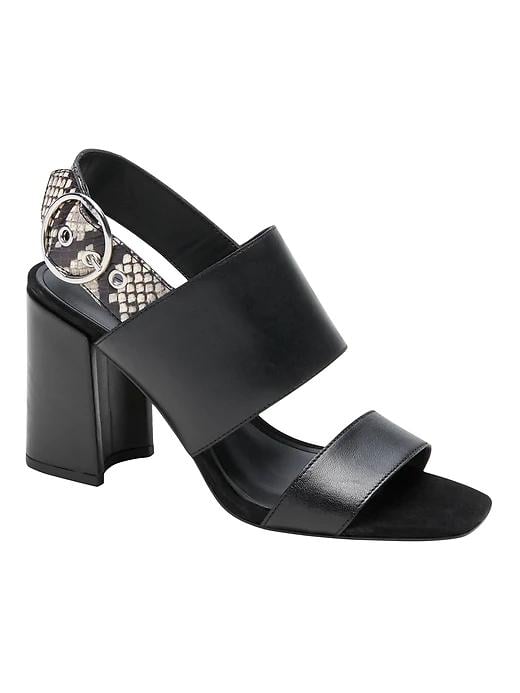 block heel two strap sandals