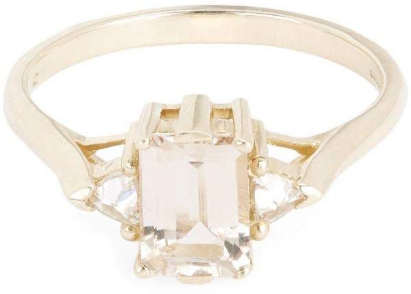 Anna Sheffield Gold Bea Morganite Three Stone Ring