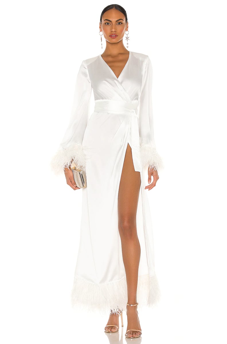 Bronx and Banco Feather Long Robe in White