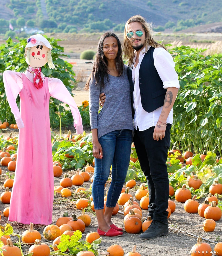 Zoe Saldana and Marco Perego Take Twins to the Pumpkin Patch
