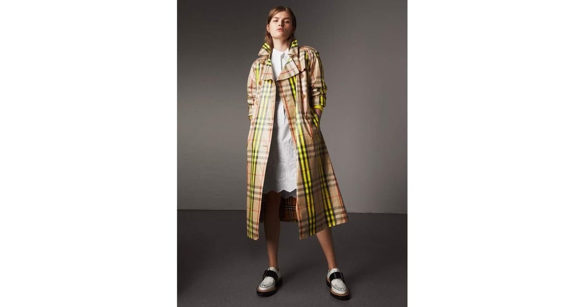 Burberry laminated discount check trench coat
