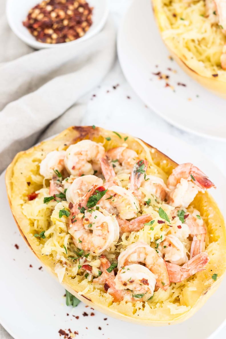 Shrimp Scampi Spaghetti Squash Boats