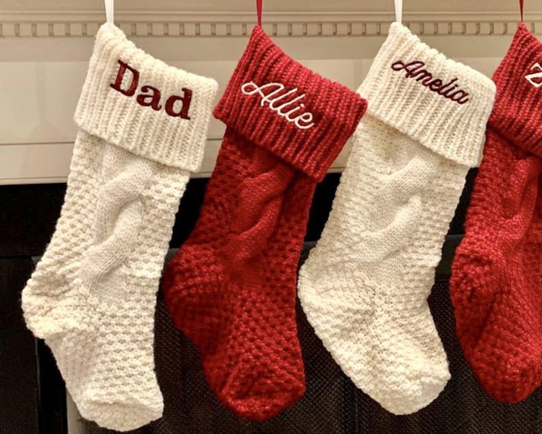 Cable Knit Personalized Christmas Stockings