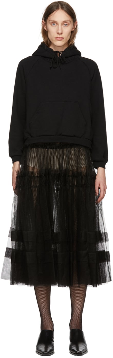 Chika Kisada Black Tulle Hoodie Dress