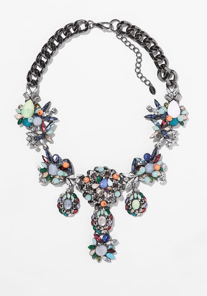 Zara multicolor rhinestone bib necklace (50) Best Jewelry at Zara