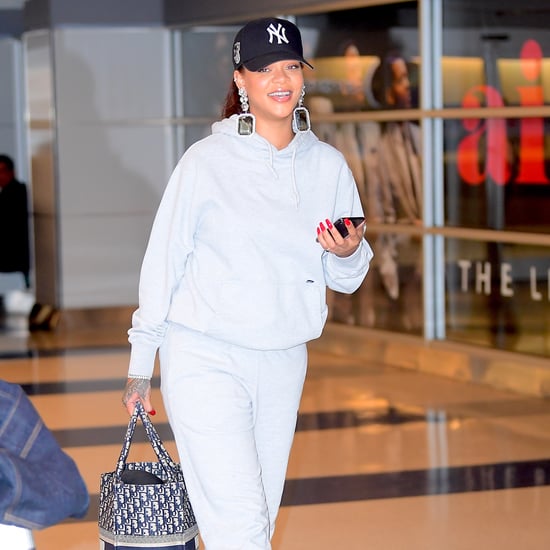 Rihanna Wearing Heels With Sweatpants at Airport