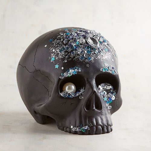 Bejeweled Black Resin Skull