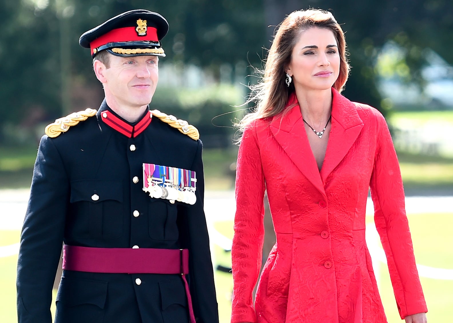 Queen Rania Red Coat at Sovereign's Parade | PS Fashion