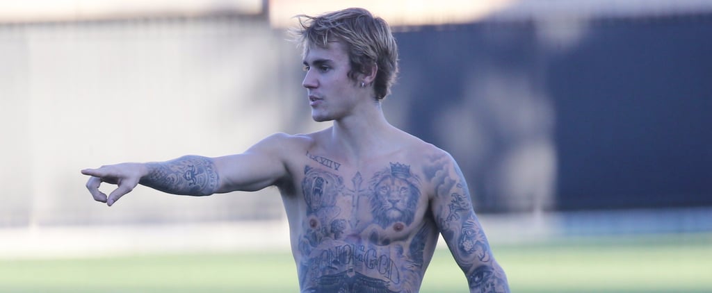 Justin Bieber Goes Shirtless While Playing Soccer