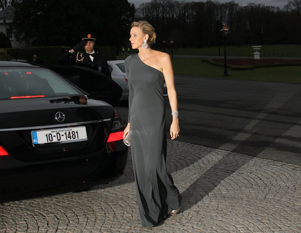 Prince Albert of Monaco's then-fiancée arrived for an official dinner at the presidential palace in Dublin during an April 2011 state visit. 
Source: Getty / Valery Hache/AFP