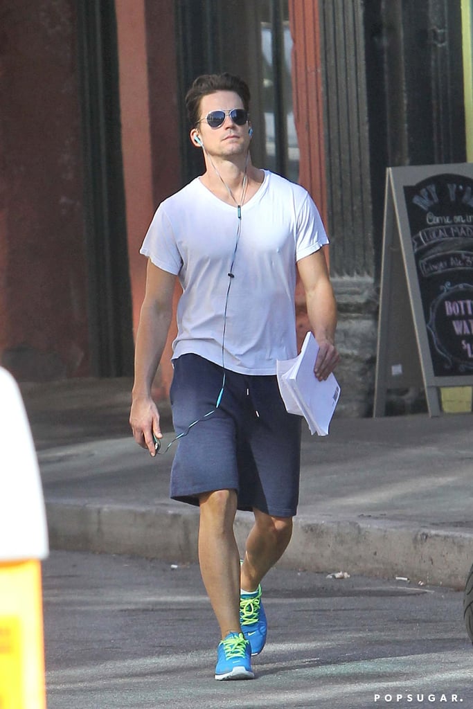 Matt Bomer kept it casual during a break from production of Magic Mike XXL in Savannah, GA, on Sunday.