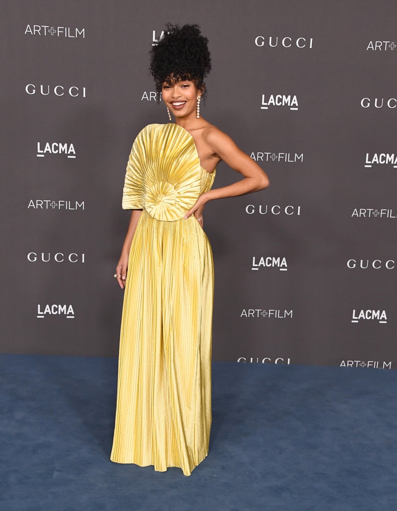 Yara Shahidi Wears Golden Gucci Gown to LACMA Art+Film Gala