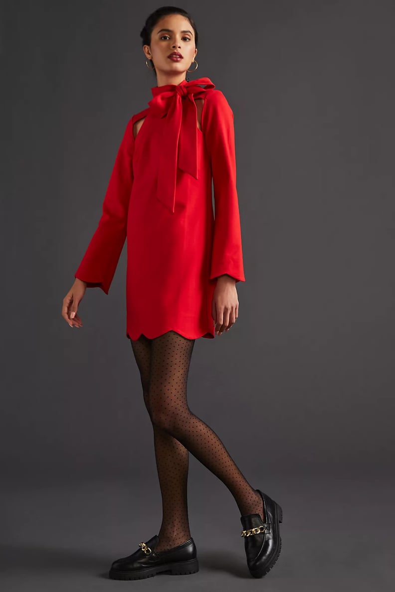 Complete With a Bow: Maeve Neck Tie Shift Mini Dress