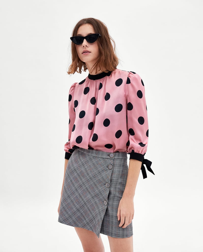 Satin Polka-Dot Blouse