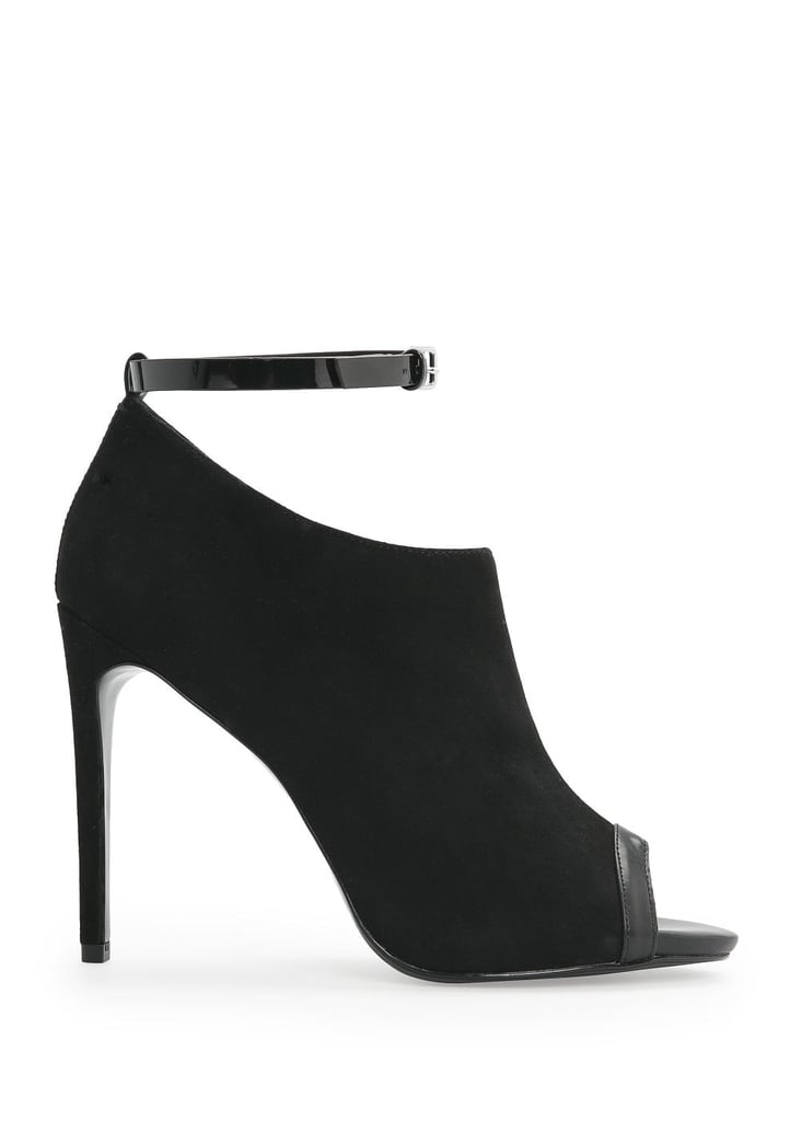 Mango Suede Peep-Toe Ankle Boots