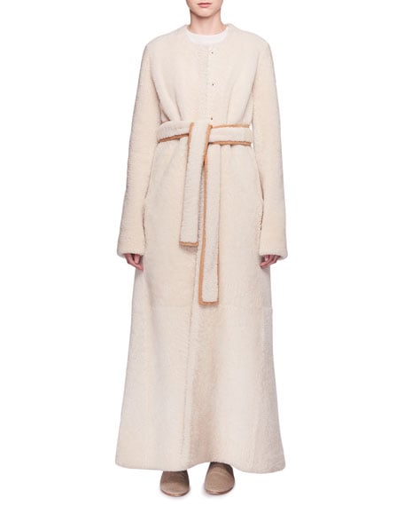 THE ROW Creyton Snap-Front Belted Lamb Shearling Coat
