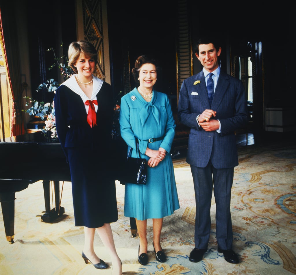 Lady Diana Spencer poses alongside her future mother-in-law and future husband at Buckingham Palace in March 1981 after her wedding was sanctioned by the Privy Council.