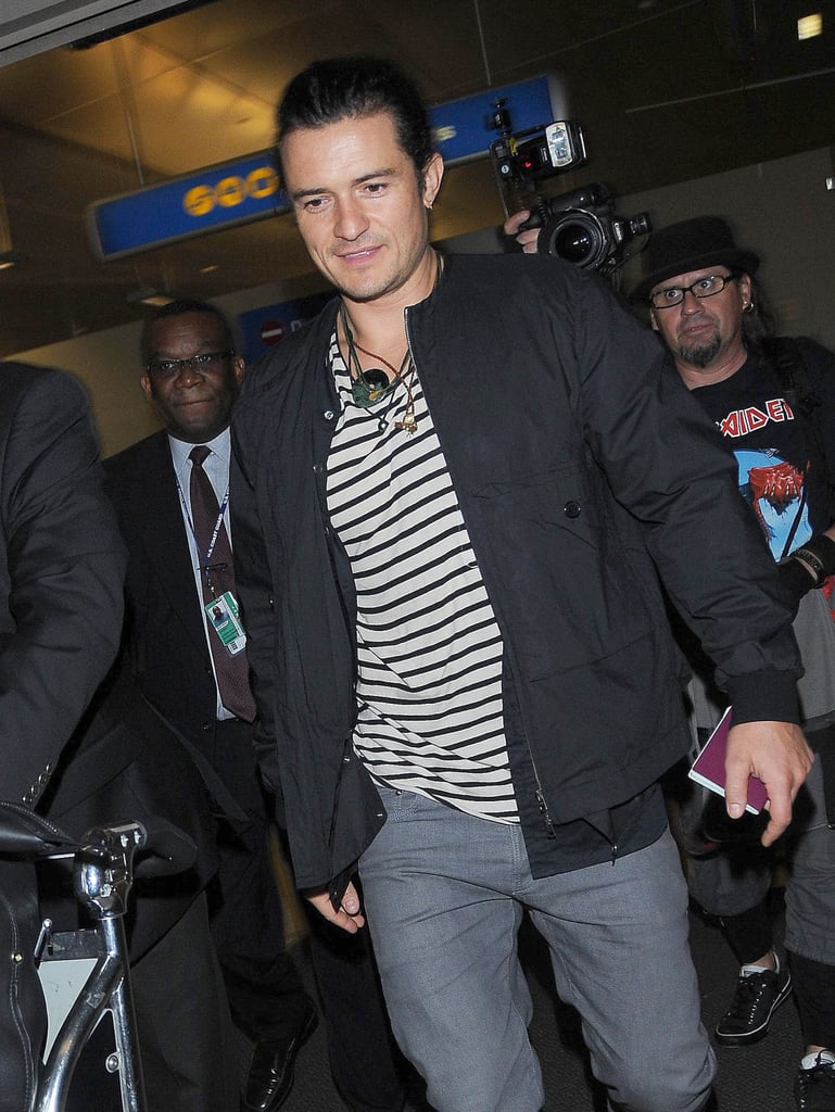 Orlando Bloom touched down at LAX on Friday.